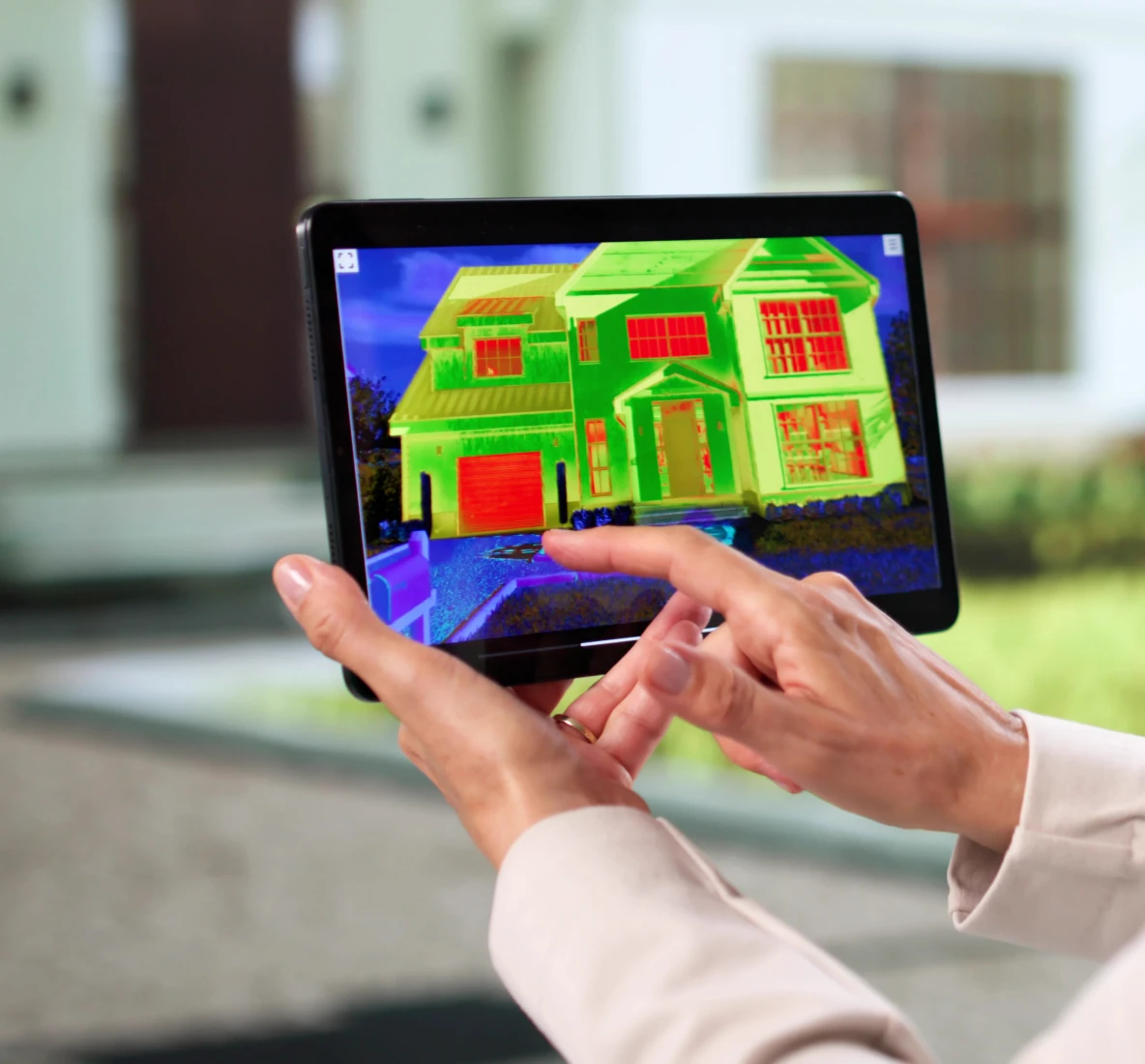 Thermal imaging app on tablet screen